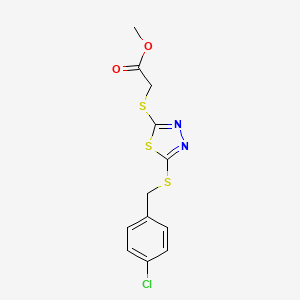 molecular formula C12H11ClN2O2S3 B11985201 Methyl ({5-[(4-chlorobenzyl)thio]-1,3,4-thiadiazol-2-yl}thio)acetate 