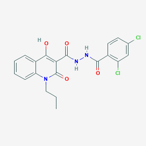 molecular formula C20H17Cl2N3O4 B11985290 N'-[(2,4-dichlorophenyl)carbonyl]-4-hydroxy-2-oxo-1-propyl-1,2-dihydroquinoline-3-carbohydrazide 