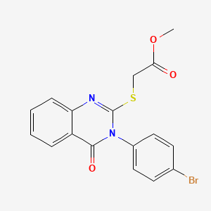 molecular formula C17H13BrN2O3S B11985328 Methyl {[3-(4-bromophenyl)-4-oxo-3,4-dihydro-2-quinazolinyl]thio}acetate 