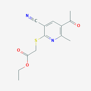 molecular formula C13H14N2O3S B1198534 2-[(5-Acetyl-3-cyano-6-methyl-2-pyridinyl)thio]acetic acid ethyl ester 