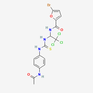 molecular formula C16H14BrCl3N4O3S B11985517 N-[1-({[4-(acetylamino)anilino]carbothioyl}amino)-2,2,2-trichloroethyl]-5-bromo-2-furamide CAS No. 303062-24-0