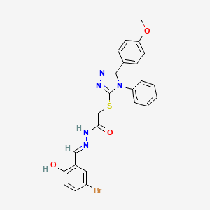 molecular formula C24H20BrN5O3S B11985524 N'-[(E)-(5-bromo-2-hydroxyphenyl)methylidene]-2-{[5-(4-methoxyphenyl)-4-phenyl-4H-1,2,4-triazol-3-yl]sulfanyl}acetohydrazide 