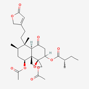 molecular formula C29H40O10 B1198553 [(1R,4aR,5S,6R,8S,8aR)-8-acetyloxy-8a-(acetyloxymethyl)-5,6-dimethyl-4-oxo-5-[2-(5-oxo-2H-furan-3-yl)ethyl]spiro[2,3,4a,6,7,8-hexahydronaphthalene-1,2'-oxirane]-2-yl] (2S)-2-methylbutanoate CAS No. 79495-92-4