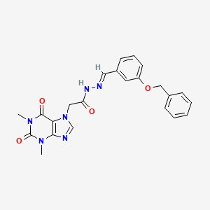 molecular formula C23H22N6O4 B11985575 N'-{(E)-[3-(benzyloxy)phenyl]methylidene}-2-(1,3-dimethyl-2,6-dioxo-1,2,3,6-tetrahydro-7H-purin-7-yl)acetohydrazide 