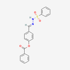 molecular formula C20H16N2O4S B11985599 4-{(E)-[2-(phenylsulfonyl)hydrazinylidene]methyl}phenyl benzoate 