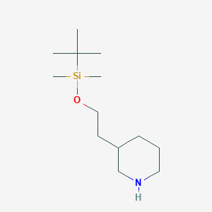 molecular formula C13H29NOSi B119857 3-[2[[(1,1-Dimethylethyl)dimethyl silyl]oxy]ethyl]-piperidine CAS No. 146667-82-5