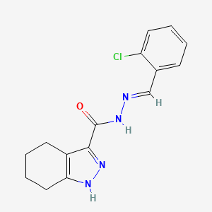 molecular formula C15H15ClN4O B11985707 N'-[(E)-(2-chlorophenyl)methylidene]-4,5,6,7-tetrahydro-1H-indazole-3-carbohydrazide 