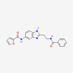 molecular formula C22H20N4O3 B1198581 N-[2-(2-benzamidoethyl)-1-methyl-5-benzimidazolyl]-2-furancarboxamide 
