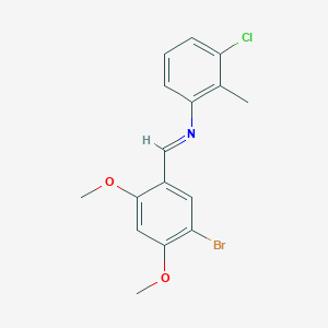 molecular formula C16H15BrClNO2 B11985843 (E)-1-(5-Bromo-2,4-dimethoxyphenyl)-N-(3-chloro-2-methylphenyl)methanimine CAS No. 5375-51-9