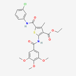 molecular formula C25H25ClN2O7S B11985861 Ethyl 5-[(3-chlorophenyl)carbamoyl]-4-methyl-2-{[(3,4,5-trimethoxyphenyl)carbonyl]amino}thiophene-3-carboxylate 
