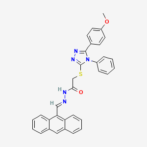 molecular formula C32H25N5O2S B11985866 N'-[(E)-anthracen-9-ylmethylidene]-2-{[5-(4-methoxyphenyl)-4-phenyl-4H-1,2,4-triazol-3-yl]sulfanyl}acetohydrazide 