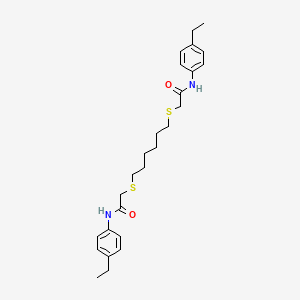 molecular formula C26H36N2O2S2 B11985965 N-(4-ethylphenyl)-2-[6-[(4-ethylphenyl)carbamoylmethylsulfanyl]hexylsulfanyl]acetamide 