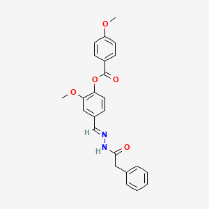 molecular formula C24H22N2O5 B11985979 2-methoxy-4-{(E)-[2-(phenylacetyl)hydrazinylidene]methyl}phenyl 4-methoxybenzoate 