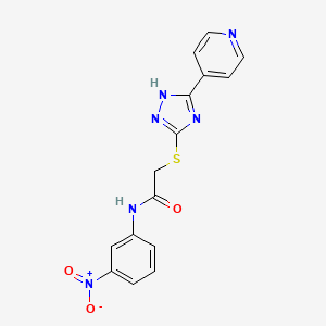 molecular formula C15H12N6O3S B11986139 N-(3-nitrophenyl)-2-{[3-(pyridin-4-yl)-1H-1,2,4-triazol-5-yl]sulfanyl}acetamide 