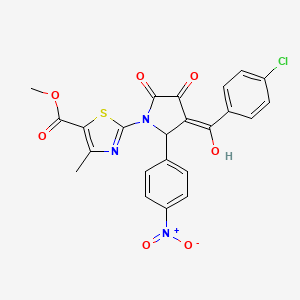 molecular formula C23H16ClN3O7S B11986143 methyl 2-[(3E)-3-[(4-chlorophenyl)(hydroxy)methylidene]-2-(4-nitrophenyl)-4,5-dioxopyrrolidin-1-yl]-4-methyl-1,3-thiazole-5-carboxylate 