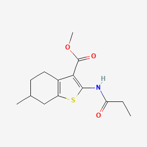 molecular formula C14H19NO3S B11986165 Methyl 6-methyl-2-propanamido-4,5,6,7-tetrahydro-1-benzothiophene-3-carboxylate 