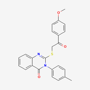 molecular formula C24H20N2O3S B11986246 2-((2-(4-Methoxyphenyl)-2-oxoethyl)thio)-3-(4-methylphenyl)-4(3H)-quinazolinone 