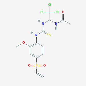 molecular formula C14H16Cl3N3O4S2 B11986449 N-[2,2,2-trichloro-1-({[2-methoxy-4-(vinylsulfonyl)anilino]carbothioyl}amino)ethyl]acetamide 