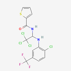 molecular formula C14H9Cl4F3N2OS B11986569 N-{2,2,2-Trichloro-1-[2-chloro-5-(trifluoromethyl)anilino]ethyl}-2-thiophenecarboxamide 