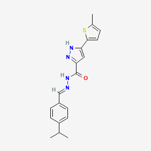 molecular formula C19H20N4OS B11986577 N'-(4-Isopropylbenzylidene)-3-(5-methylthiophen-2-yl)-1H-pyrazole-5-carbohydrazide CAS No. 303107-73-5