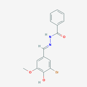 molecular formula C15H13BrN2O3 B11986596 N'-[(E)-(3-bromo-4-hydroxy-5-methoxyphenyl)methylidene]benzohydrazide CAS No. 302910-13-0