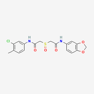 N-(1,3-benzodioxol-5-yl)-2-[2-(3-chloro-4-methylanilino)-2-oxoethyl]sulfinylacetamide