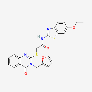 molecular formula C24H20N4O4S2 B1198671 N-(6-ethoxy-1,3-benzothiazol-2-yl)-2-[[3-(2-furanylmethyl)-4-oxo-2-quinazolinyl]thio]acetamide 