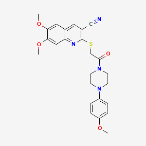 6,7-Dimethoxy-2-[[2-[4-(4-methoxyphenyl)-1-piperazinyl]-2-oxoethyl]thio]-3-quinolinecarbonitrile