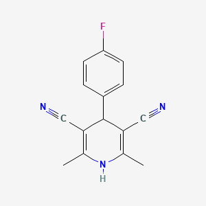 molecular formula C15H12FN3 B11986828 4-(4-Fluorophenyl)-2,6-dimethyl-1,4-dihydropyridine-3,5-dicarbonitrile CAS No. 67439-00-3