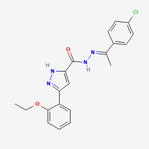 molecular formula C20H19ClN4O2 B11986840 N'-(1-(4-Chlorophenyl)ethylidene)-3-(2-ethoxyphenyl)-1H-pyrazole-5-carbohydrazide CAS No. 303108-09-0