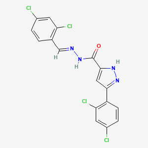 molecular formula C17H10Cl4N4O B11986861 N'-(2,4-Dichlorobenzylidene)-3-(2,4-dichlorophenyl)-1H-pyrazole-5-carbohydrazide 