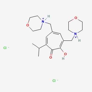 molecular formula C20H32Cl2N2O4 B1198689 5,7-Bis(morpholinomethyl)-2-hydroxy-3-isopropyl-2,4,6-cycloheptatrien-1-one dihydrochloride CAS No. 36170-25-9