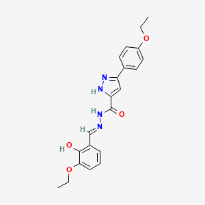 molecular formula C21H22N4O4 B11986928 N'-[(E)-(3-ethoxy-2-hydroxyphenyl)methylidene]-3-(4-ethoxyphenyl)-1H-pyrazole-5-carbohydrazide 