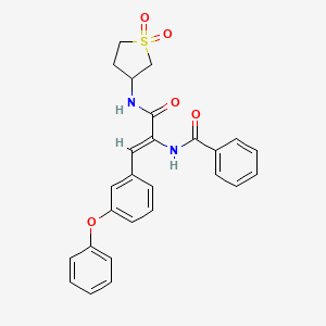 molecular formula C26H24N2O5S B11986948 N-[(Z)-1-{[(1,1-Dioxidotetrahydro-3-thienyl)amino]carbonyl}-2-(3-phenoxyphenyl)ethenyl]benzamide 