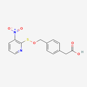 molecular formula C14H12N2O5S B1198697 4-(3'-Nitro-2'-pyridinesulfenyloxymethyl)phenylacetic acid CAS No. 77357-10-9