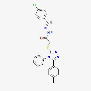 molecular formula C24H20ClN5OS B11986975 N'-[(E)-(4-chlorophenyl)methylidene]-2-{[5-(4-methylphenyl)-4-phenyl-4H-1,2,4-triazol-3-yl]sulfanyl}acetohydrazide 