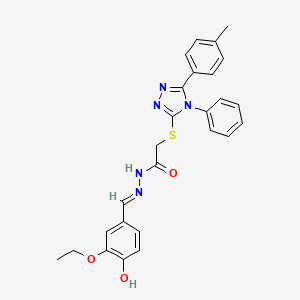 molecular formula C26H25N5O3S B11986983 N'-[(E)-(3-ethoxy-4-hydroxyphenyl)methylidene]-2-{[5-(4-methylphenyl)-4-phenyl-4H-1,2,4-triazol-3-yl]sulfanyl}acetohydrazide 