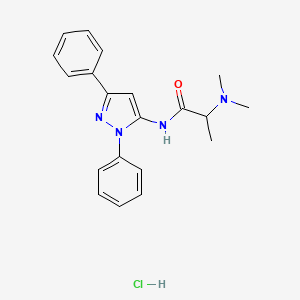 molecular formula C20H23ClN4O B1198707 Propionamide, 2-(dimethylamino)-N-(1,3-diphenylpyrazol-5-yl)-, hydrochloride CAS No. 20170-21-2