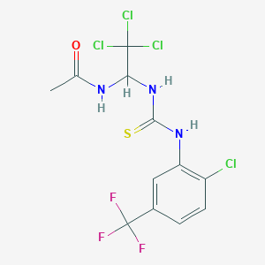 molecular formula C12H10Cl4F3N3OS B11987075 N-[2,2,2-trichloro-1-({[2-chloro-5-(trifluoromethyl)phenyl]carbamothioyl}amino)ethyl]acetamide 