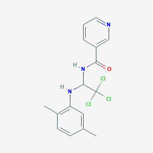 molecular formula C16H16Cl3N3O B11987209 N-[2,2,2-Trichloro-1-(2,5-dimethyl-phenylamino)-ethyl]-nicotinamide 