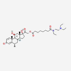 molecular formula C38H60N2O7 B1198723 Pregna-1,4-diene-3,20-dione, 21-((8-((2-(diethylamino)ethyl)ethylamino)-1,8-dioxooctyl)oxy)-11,17-dihydroxy-6-methyl-, (6alpha,11beta)- CAS No. 96608-40-1