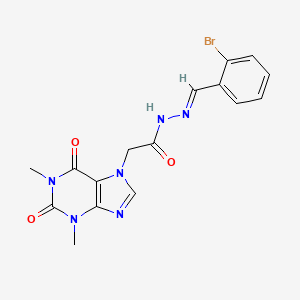 molecular formula C16H15BrN6O3 B11987308 N'-[(E)-(2-bromophenyl)methylidene]-2-(1,3-dimethyl-2,6-dioxo-1,2,3,6-tetrahydro-7H-purin-7-yl)acetohydrazide 