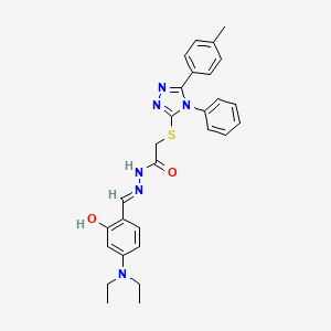 molecular formula C28H30N6O2S B11987444 N'-{(E)-[4-(diethylamino)-2-hydroxyphenyl]methylidene}-2-{[5-(4-methylphenyl)-4-phenyl-4H-1,2,4-triazol-3-yl]sulfanyl}acetohydrazide 