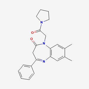 7,8-dimethyl-1-[2-oxo-2-(1-pyrrolidinyl)ethyl]-4-phenyl-3H-1,5-benzodiazepin-2-one