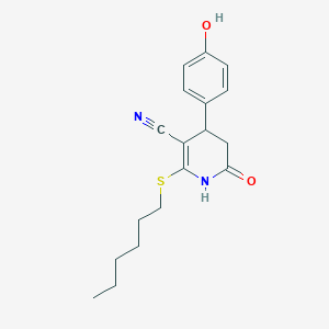 6-(hexylthio)-4-(4-hydroxyphenyl)-2-oxo-3,4-dihydro-1H-pyridine-5-carbonitrile