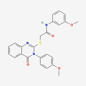 molecular formula C24H21N3O4S B11987504 N-(3-methoxyphenyl)-2-{[3-(4-methoxyphenyl)-4-oxo-3,4-dihydroquinazolin-2-yl]sulfanyl}acetamide 