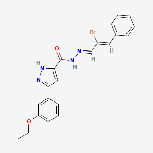 molecular formula C21H19BrN4O2 B11987514 N'-[(E,2Z)-2-bromo-3-phenyl-2-propenylidene]-3-(3-ethoxyphenyl)-1H-pyrazole-5-carbohydrazide 