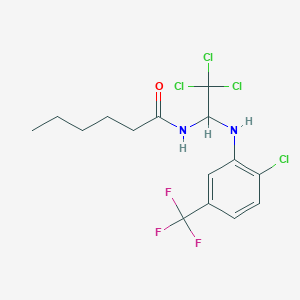molecular formula C15H17Cl4F3N2O B11987572 N-(2,2,2-Trichloro-1-(2-chloro-5-(trifluoromethyl)anilino)ethyl)hexanamide 