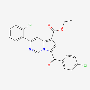molecular formula C23H16Cl2N2O3 B11987613 Ethyl 7-(4-chlorobenzoyl)-3-(2-chlorophenyl)pyrrolo[1,2-c]pyrimidine-5-carboxylate CAS No. 302912-59-0