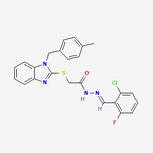 molecular formula C24H20ClFN4OS B11987835 N'-[(E)-(2-chloro-6-fluorophenyl)methylidene]-2-{[1-(4-methylbenzyl)-1H-benzimidazol-2-yl]sulfanyl}acetohydrazide 